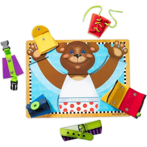 Drewniana tablica rozwijająca podstawowe umiejętności z misiem - zabawka edukacyjna - Melissa & Doug zdjęcie 2