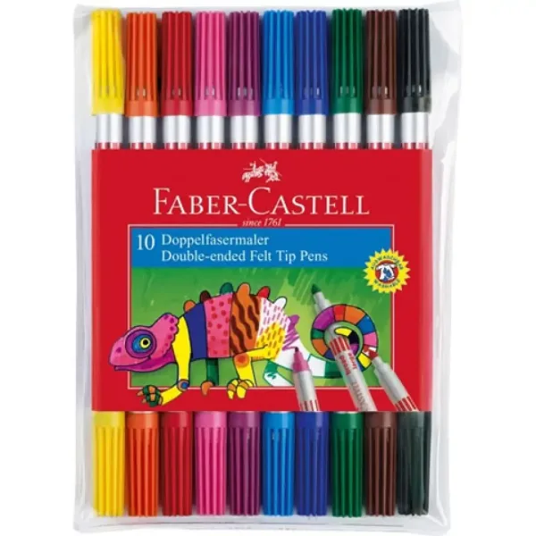 Dwustronne zmywalne flamastry kolorowe 10 sztuk - Faber-Castell zdjęcie 1
