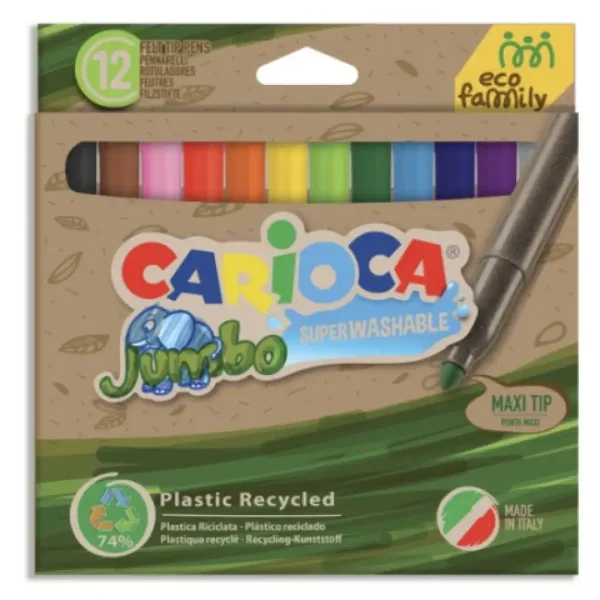 Eco Family Jumbo 12-kolorowy zestaw flamastrów - Carioca zdjęcie 1