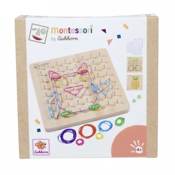 Eichhorn: Drewniana tablica Montessori Geoboard – Kształty, wyobraźnia i rozwój małej motoryki - Simba Toys zdjęcie 1