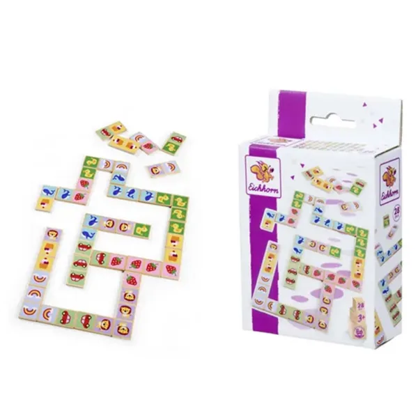 Eichhorn: Drewniane domino kolorowe z dziecięcymi motywami - Simba Toys zdjęcie 1