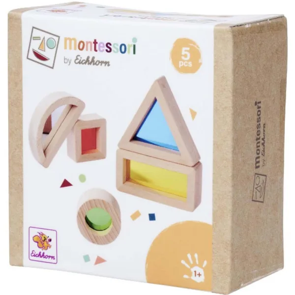 Eichhorn: Drewniany zestaw Montessori z kolorowymi okienkami – zestaw konstrukcyjny wspomagający rozwój percepcji - Simba Toys zdjęcie 1