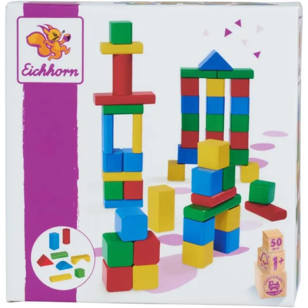 Eichhorn: Kolorowe drewniane klocki, zestaw 50 szt. - Simba Toys zdjęcie 1
