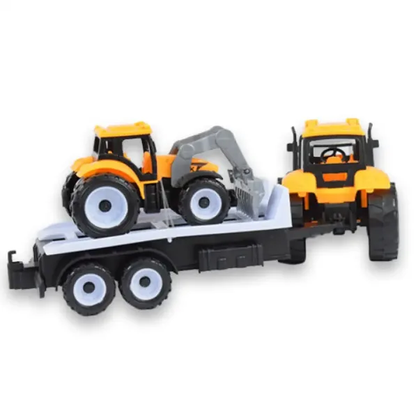 Engineering Truck: Zestaw dwuczęściowy z maszynami roboczymi z traktorem do przewozu bali i przyczepą. zdjęcie 3