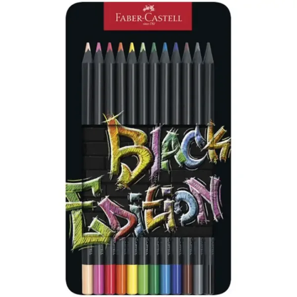 Faber-Castell: Black Edition kredki kolorowe zestaw 12 sztuk w metalowym pudełku zdjęcie 1