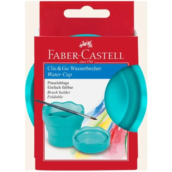 Faber-Castell: Click&Go kubek na wodę do pędzli w kolorze turkusowym zdjęcie 1
