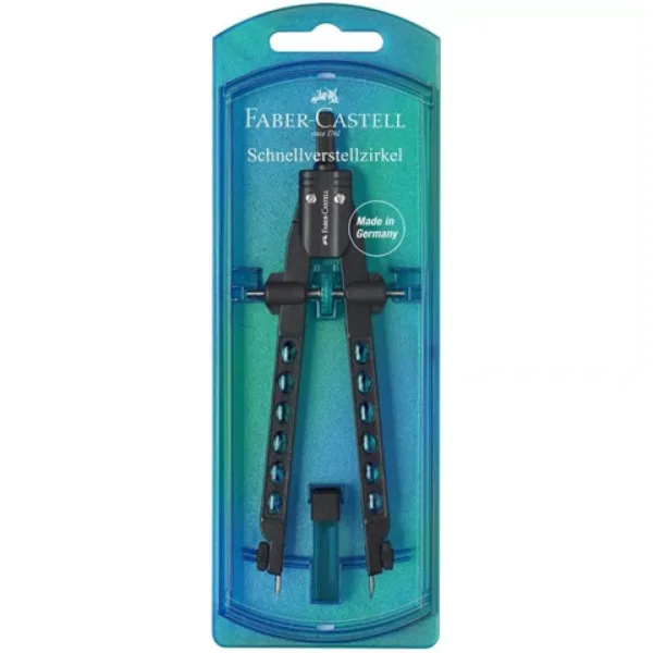Faber-Castell: Cyrkiel fabryczny w kolorze perłowo-niebieskim z szybkim mechanizmem regulacji zdjęcie 1