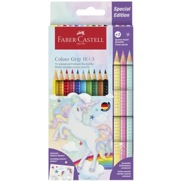 Faber-Castell: Grip Jednorożec zestaw kredek kolorowych 10+3 szt. w pastelowych kolorach zdjęcie 1