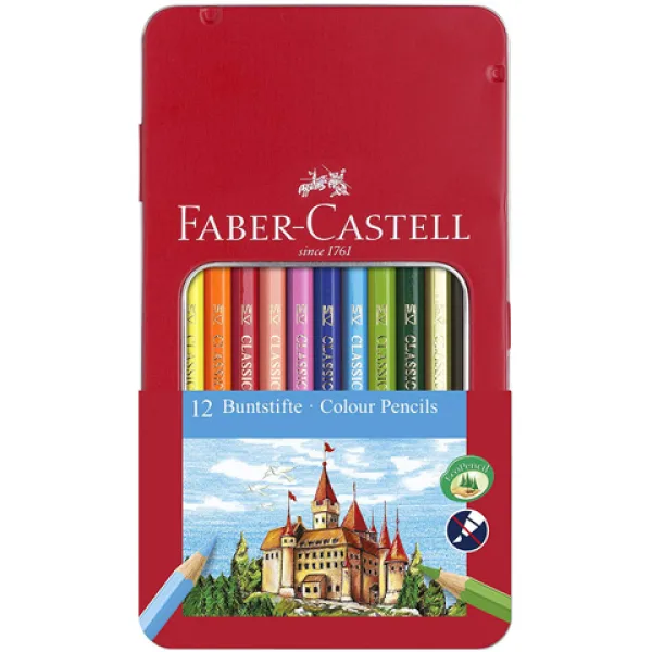 Faber-Castell: Zestaw 12 kolorowych kredek w metalowym pudełku zdjęcie 1