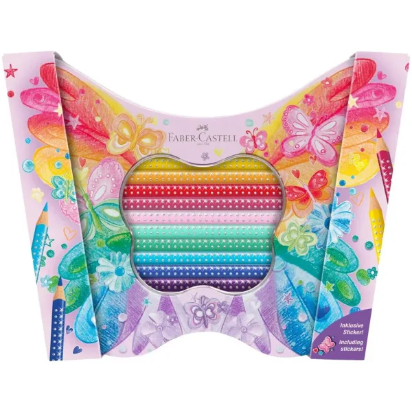 Faber-Castell: Zestaw 20 kolorowych kredek Sparkle Butterfly w metalowym pudełku zdjęcie 1