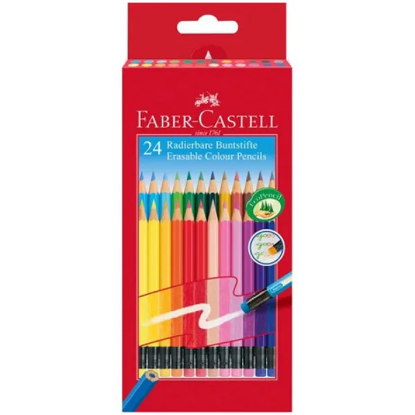Faber-Castell: Zestaw 24 kolorowych ołówków z gumką zdjęcie 1
