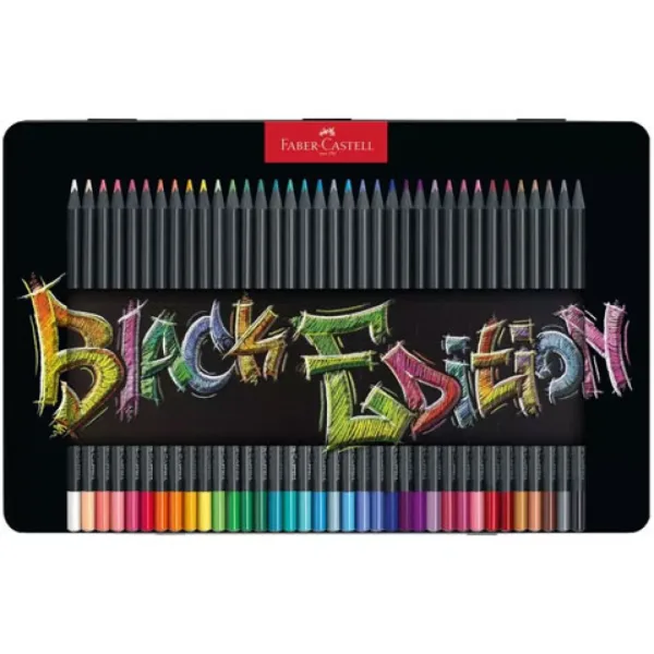 Faber-Castell: Zestaw 36 kolorowych kredek Black Edition w metalowym pudełku zdjęcie 1