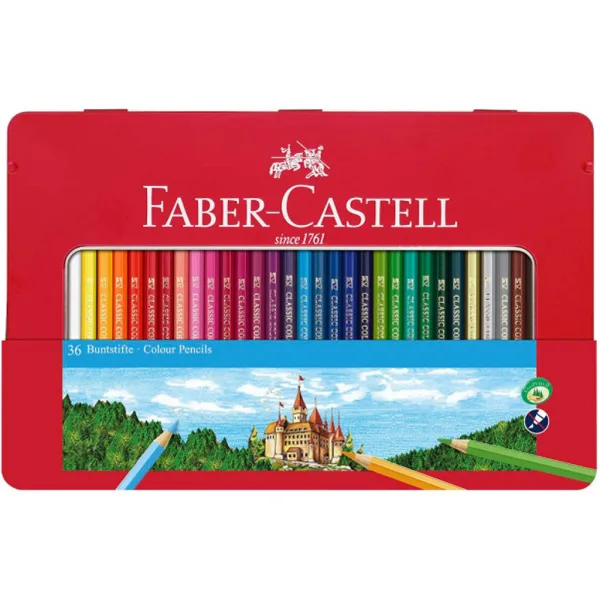 Faber-Castell: Zestaw kolorowych ołówków w metalowym pudełku, 36 sztuk zdjęcie 1