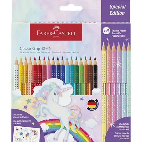 Faber-Castell: zestaw 24 kredek GRIP z 6 pastelowymi kolorami zdjęcie 1