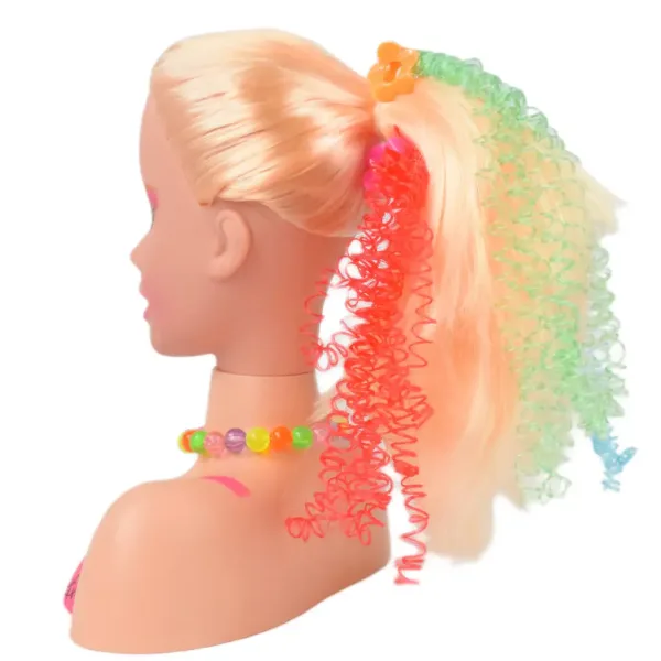 Fashion Girl: Głowa lalki do czesania i stylizacji z blond włosami, paletą do makijażu i akcesoriami, 21 cm zdjęcie 3