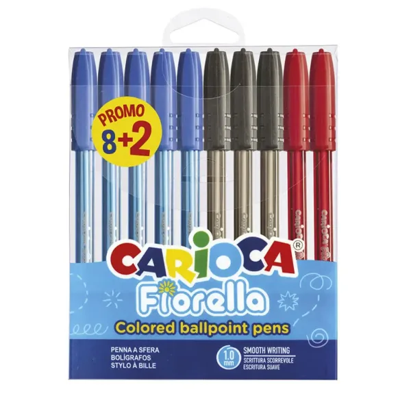 Fiorella zestaw 10 długopisów wielokolorowych - Carioca zdjęcie 1