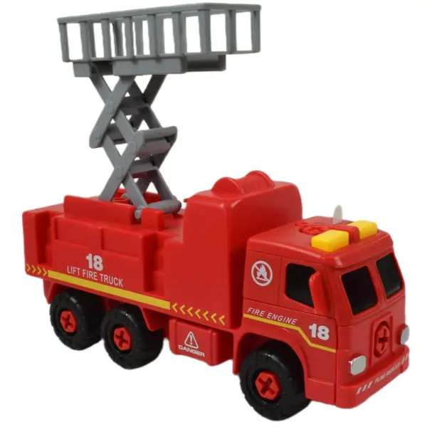 Fire Engine: Rozkładany wóz strażacki z koszem podnośnikowym, narzędziami i dźwiękiem 20 cm zdjęcie 3