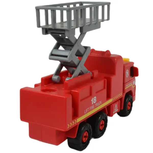 Fire Engine: Rozkładany wóz strażacki z koszem podnośnikowym, narzędziami i dźwiękiem 20 cm zdjęcie 5