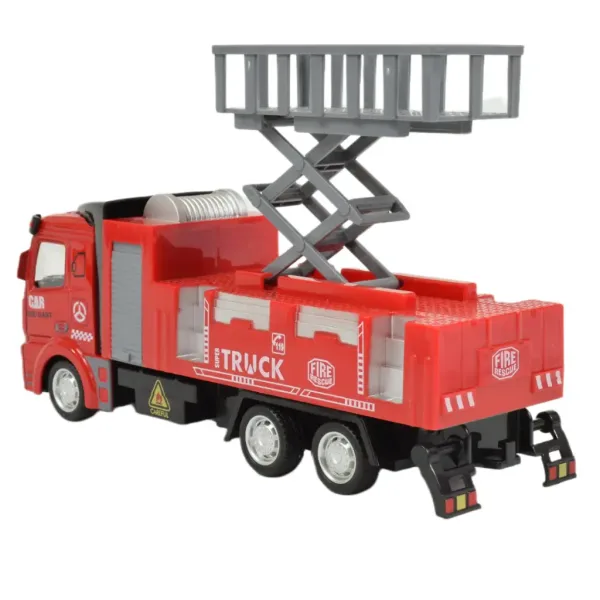 Fire Rescue: Strażacki wóz z koszem podnośnikowym napędzany kołem zamachowym 19 cm zdjęcie 2