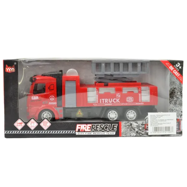 Fire Rescue: Strażacki wóz z koszem podnośnikowym napędzany kołem zamachowym 19 cm zdjęcie 5