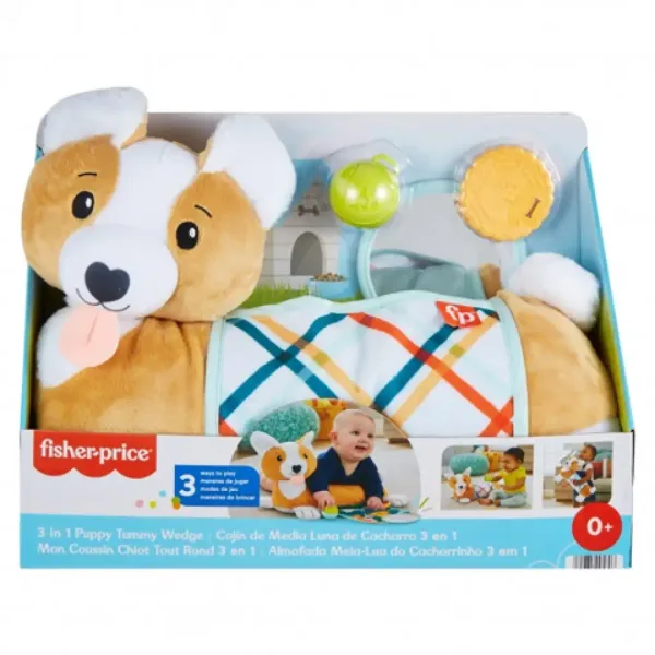 Fisher-Price: Corgie Puppy Rośnij ze mną poduszka z grzechotką, gryzakiem i lusterkiem - Mattel zdjęcie 1