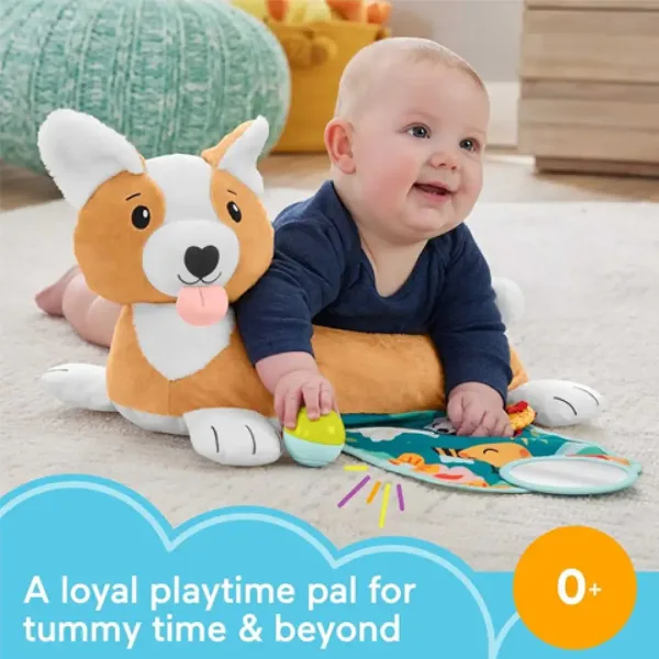 Fisher-Price: Corgie Puppy Rośnij ze mną poduszka z grzechotką, gryzakiem i lusterkiem - Mattel zdjęcie 2