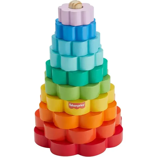 Fisher-Price: Drewniana Piramida Zabawka Edukacyjna - Mattel zdjęcie 2