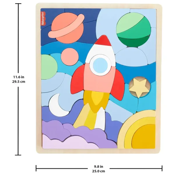 Fisher Price: Drewniane puzzle z astronautą – Mattel zdjęcie 2