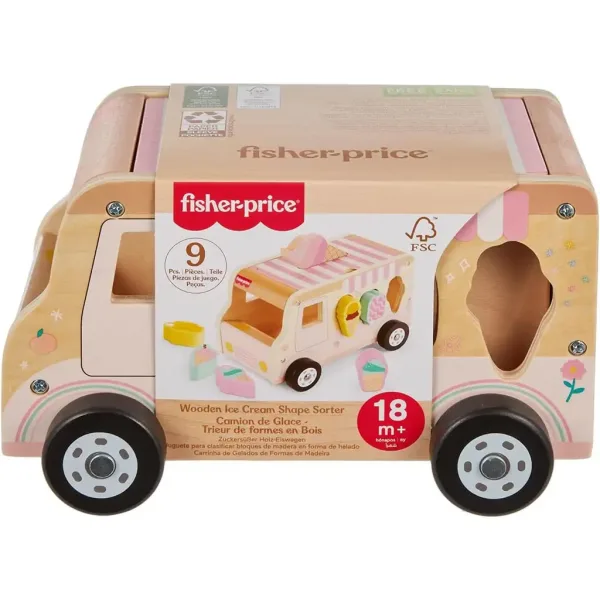 Fisher-Price: Drewniany wózek z lodami sorter kształtów - Mattel zdjęcie 1