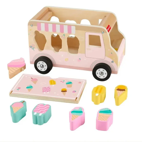 Fisher-Price: Drewniany wózek z lodami sorter kształtów - Mattel zdjęcie 2