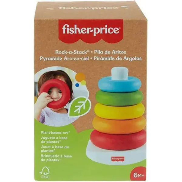 Fisher-Price: ECO Kolorowa piramida z pierścieniami dla niemowląt - Mattel