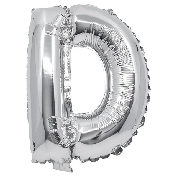 Folia balon w kształcie litery D w kolorze srebrnym – litera D, 32 cm zdjęcie 1