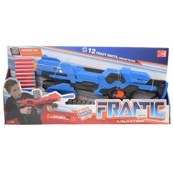 Frantic Launcher: Miotacz piankowych pocisków o zasięgu 10 metrów z nabojami, 49 cm. zdjęcie 6