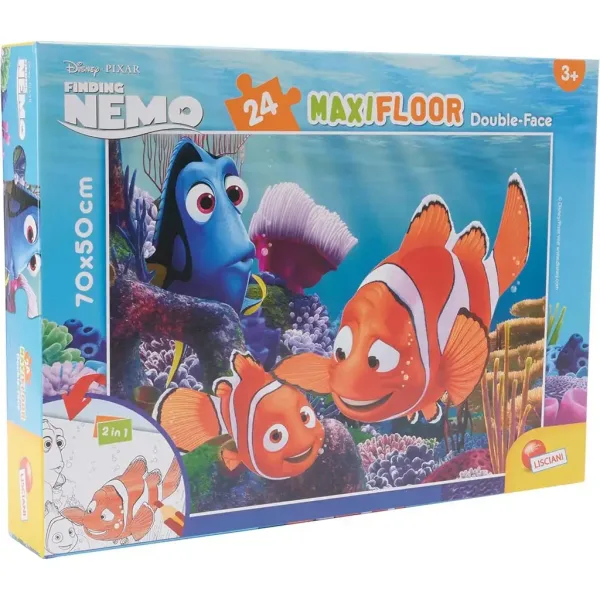Gdzie jest Nemo 2 w 1 maxi puzzle 24 elementów i kolorowanka 70x50 cm – Lisciani zdjęcie 1