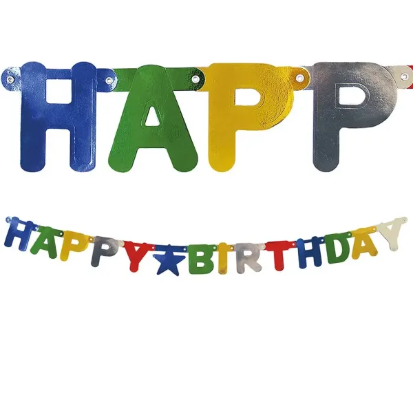 Girlanda "Happy Birthday" – w metalicznych kolorach zdjęcie 1