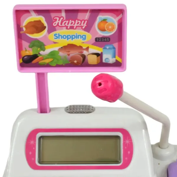 Happy Shopping: Elektroniczna biało-różowa kasa sklepowa z dźwiękiem i akcesoriami 22,5x17 cm zdjęcie 4