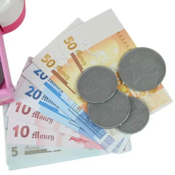 Happy Shopping: Elektroniczna biało-różowa kasa sklepowa z dźwiękiem i akcesoriami 22,5x17 cm zdjęcie 9
