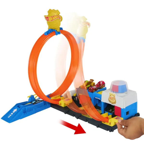 Hot Wheels City: Super Komenda Policji zestaw torów z autkiem - Mattel zdjęcie 3