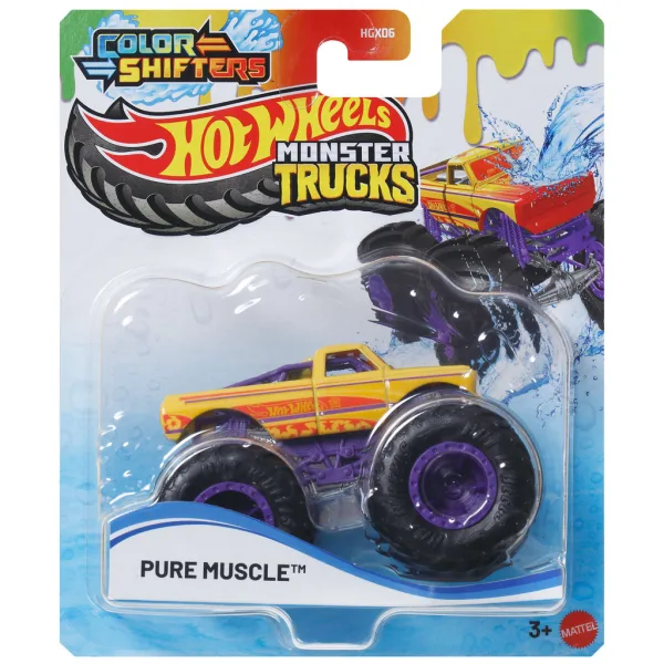 Hot Wheels Monster Truck: Pure Muscle samochodzik zmieniający kolor 1/64 - Mattel zdjęcie 1