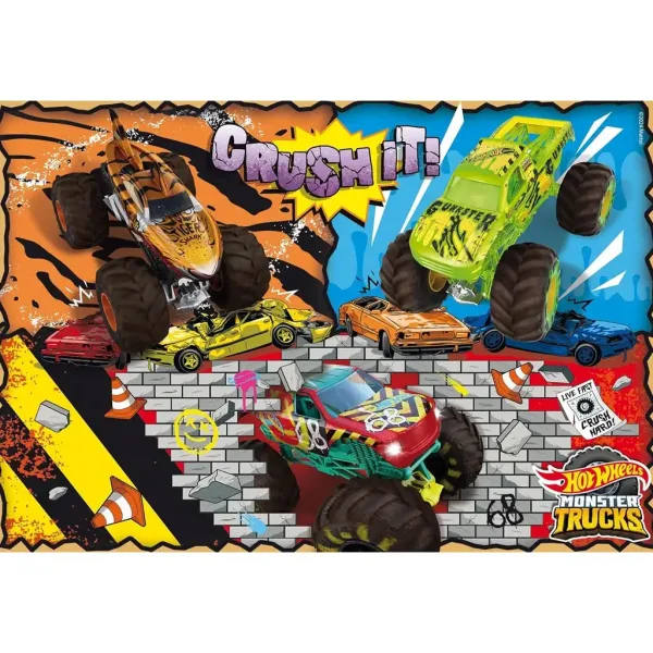 Hot Wheels Monster Trucks 2 x 60-elementowa maxi układanka podłogowa 50x35 cm - Lisciani zdjęcie 2