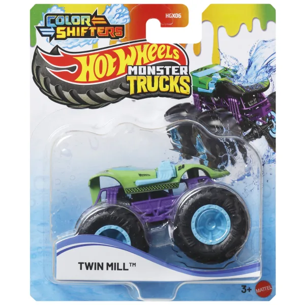 Hot Wheels Monster Trucks: Twin Mill samochód zmieniający kolor 1/64 - Mattel