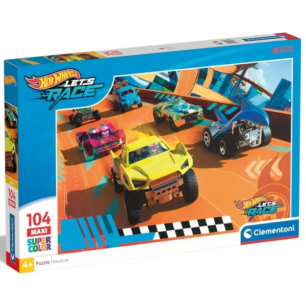 Hot Wheels gotowy do wyścigu 104-elementowe maxi supercolor puzzle - Clementoni zdjęcie 1