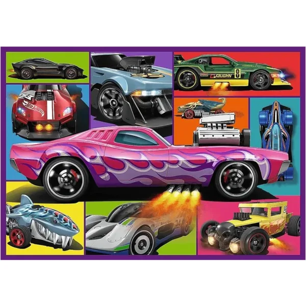 Hot Wheels samochody wyścigowe — zestaw 4 puzzli po 250 elementów - Trefl zdjęcie 4
