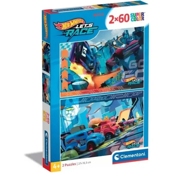 Hotwheels Supercolor puzzle 2x60 elementów - Clementoni zdjęcie 1