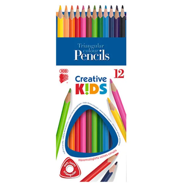ICO: Creative Kids trójkątne kredki kolorowe, zestaw 12 sztuk zdjęcie 1