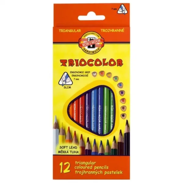 ICO: Koh-I-Noor Tricolor trójkątne kredki kolorowe zestaw 12 sztuk zdjęcie 1