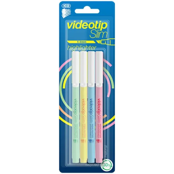 ICO: Zakreślacz Videotip Slim Pastel w czterech różnych kolorach zdjęcie 1