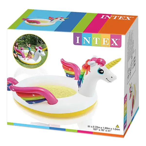 Intex: Basen dla dzieci w kształcie jednorożca z fontanną 272x193x104 cm zdjęcie 4