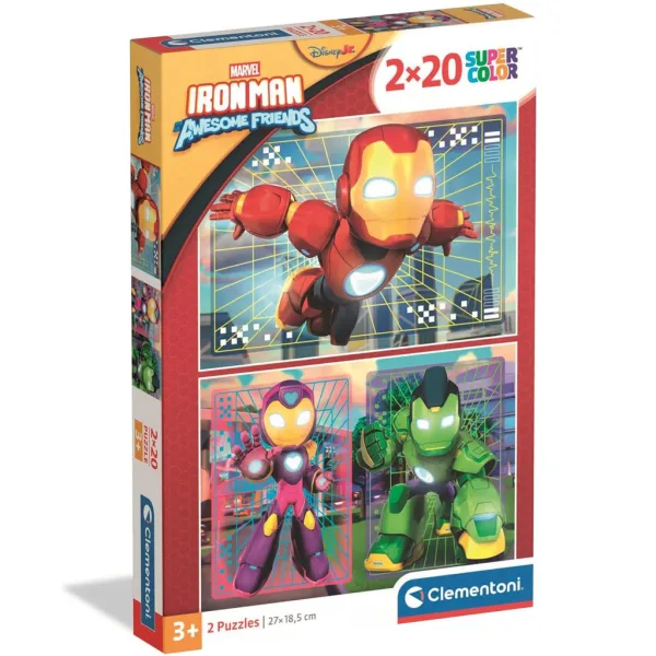 Iron Man i jego niesamowici przyjaciele 2x20-elementowe puzzle Supercolor - Clementoni zdjęcie 1