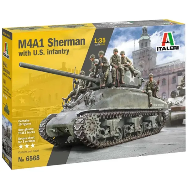 Italeri 1/35 M4A1 SHERMAN czołg z amerykańską załogą modelarską zdjęcie 9